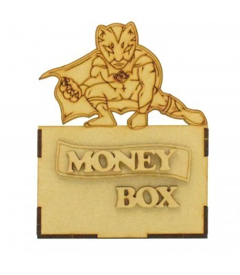 Laser Cut Small Money Box - Superhero Jaguar Design